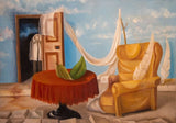 "אשליית נפיצות החופש" , צייר: "צבי גור" ,שמן על קנבס, רוחב: 60 ס"מ, גובה: 79 ס"מ