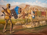 "דוד וגוליית, עניין של פוזיציה", צייר: צבי גור, שמן על קנבס, גודל: רוחב: 79 ס"מ, גובה:60 ס"מ