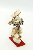פסלון וינטג' של שיח פרחים בפריחתו, משנות השבעים עשויה מצדפות ים קטנות בסגנון מקרמה. - Gallery Hemli - גלריה המלי