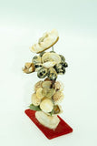 פסלון וינטג' של שיח פרחים בפריחתו, משנות השבעים עשויה מצדפות ים קטנות בסגנון מקרמה. - Gallery Hemli - גלריה המלי