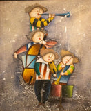 הקונצרט, ציור שמן על בד ציור של J Roybal Whimsical, גודל 61 ס"מ רוחב, גובה 27 ס"מ, קיימים פגמים וקילוף לצבע - Gallery Hemli - גלריה המלי
