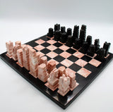 לוח שחמט ישן משיש וכלי אלבסטר מידות 45X45 ס"מ