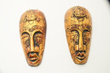 צמד מסכות אפריקאיות עשויות מעץ, מגולפות בעבודת יד, גודל 18 ס"מ - Gallery Hemli - גלריה המלי