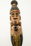 מסכה אפריקאית עשויה מעץ, דמות איש מעשן מקטרת מגולפת בעבודת יד, גודל 39 ס"מ - Gallery Hemli - גלריה המלי