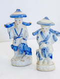 סט פסלוני סיניים נושאים דליי מים מהמם מפורצלן צבועים ביד - Gallery Hemli - גלריה המלי