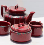 סט קפה תה מושלם של קרנת בצבע אדום מהמם עם עיטורים, סט וינטג' נהדר - Gallery Hemli - גלריה המלי