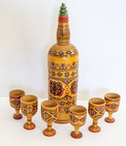סט נהדר של בקבוק ושישה גביעי שתיה עשויים בעבודת יד - Gallery Hemli - גלריה המלי